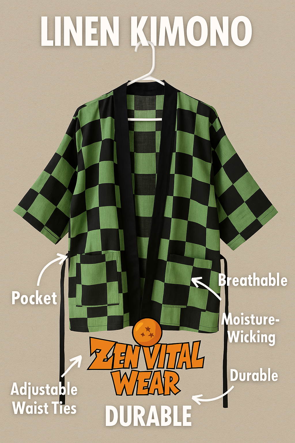 Linen Demon Slayer inspired Kimono  (All Sizes Available) 100%