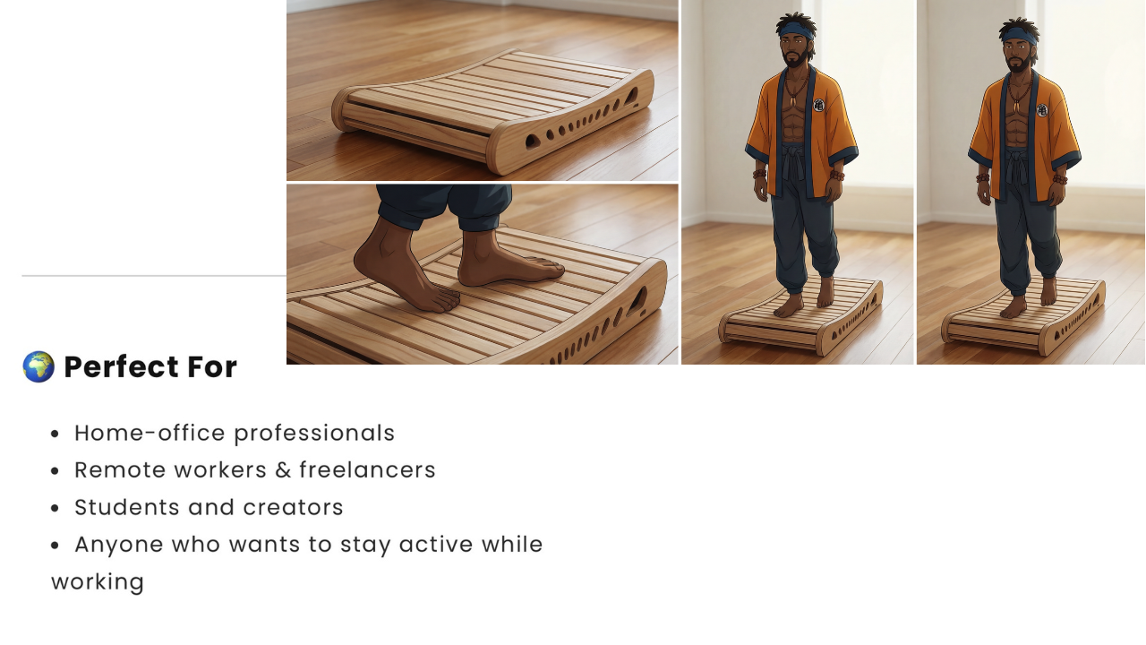 QuietMotion™ Walking Platform for Work & Flow  Natural Wood · Copper Tensor Art · Crystal-Integrated