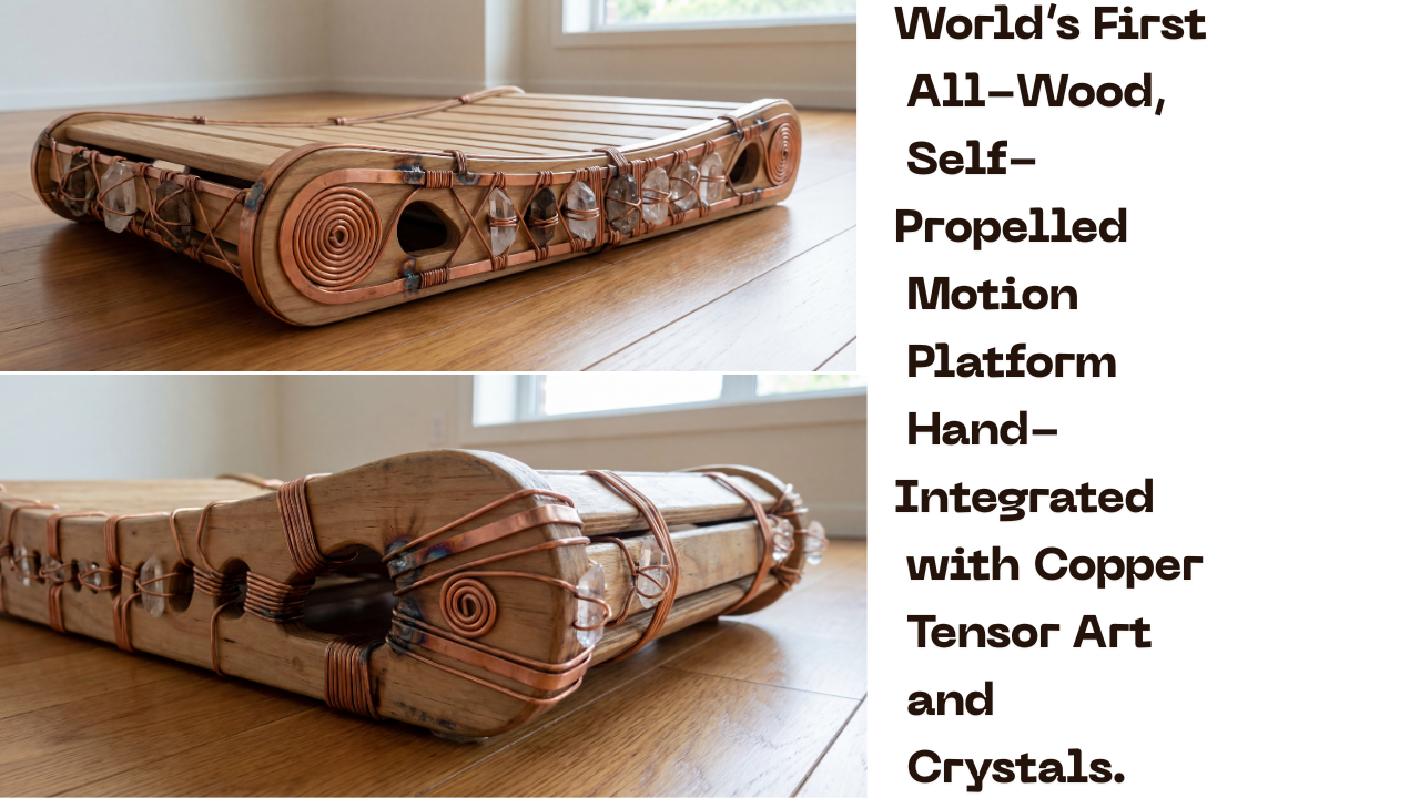 QuietMotion™ Walking Platform for Work & Flow  Natural Wood · Copper Tensor Art · Crystal-Integrated